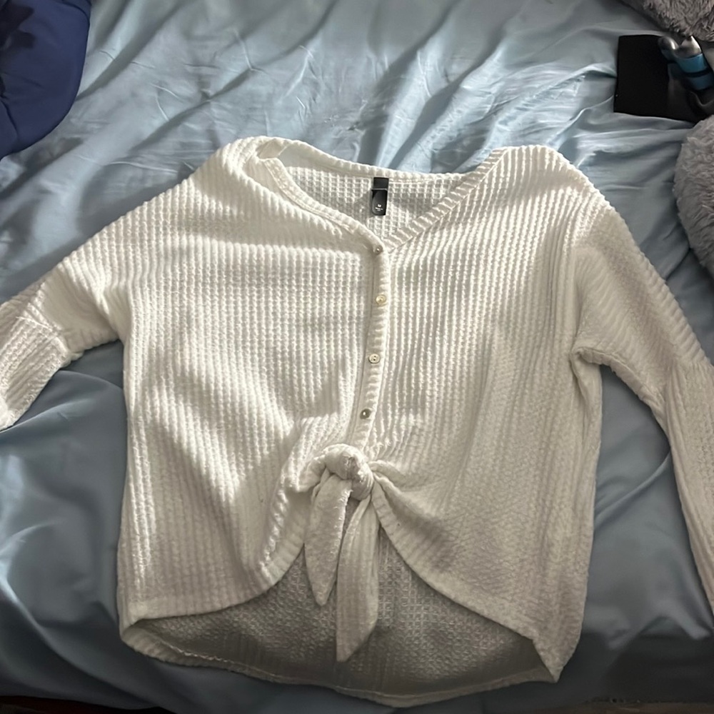 White Ayla Long Long Sleeve Button Down - Picture 1 of 2